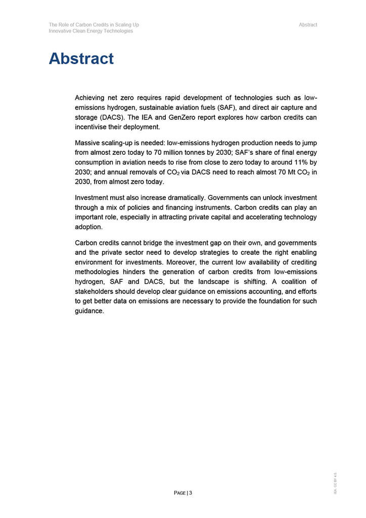 The Role of Carbon Credits in Scaling Up Innovative Clean Energy Technologies 3 The Role of Carbon Credits in Scaling Up Innovative Clean Energy Technologies 3