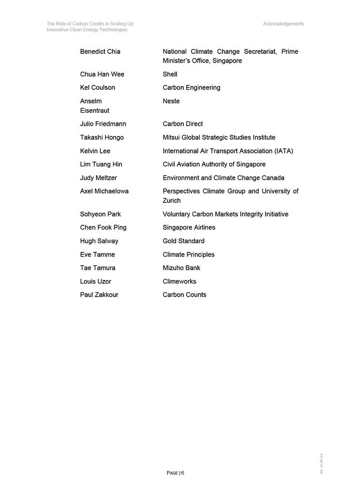 The Role of Carbon Credits in Scaling Up Innovative Clean Energy Technologies 6 The Role of Carbon Credits in Scaling Up Innovative Clean Energy Technologies 6