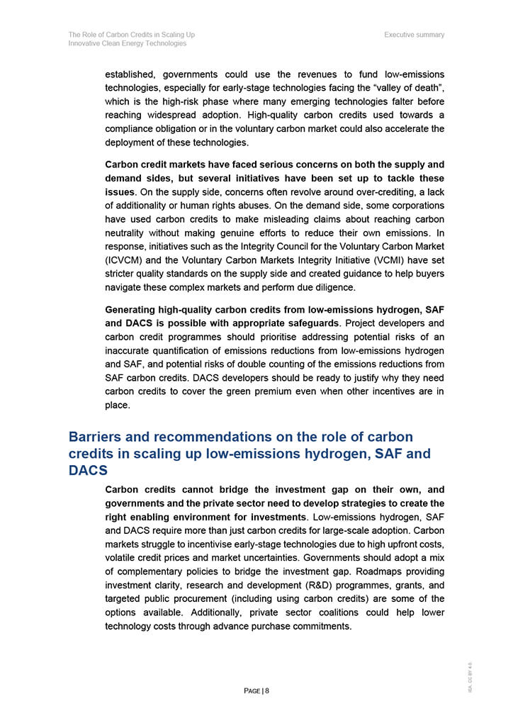 The Role of Carbon Credits in Scaling Up Innovative Clean Energy Technologies 8 The Role of Carbon Credits in Scaling Up Innovative Clean Energy Technologies 8